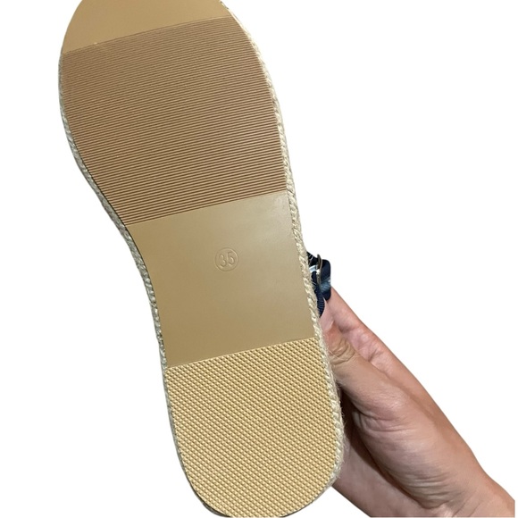 Women Mary Jane Flats Espadrilles Woven Espadrille Outsole Canvas Summer Blue - Picture 6 of 6